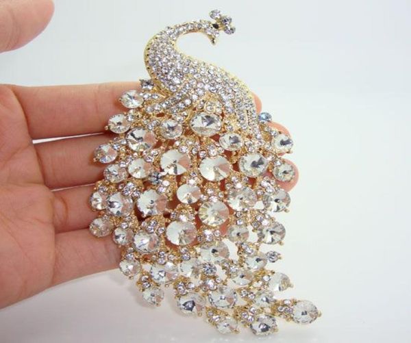 whole new 2014 433quot hquality peacock brooch pins w rhinestone crystal popular jewelry party7495051, Gray